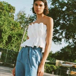 Zara strapless pleated crop top